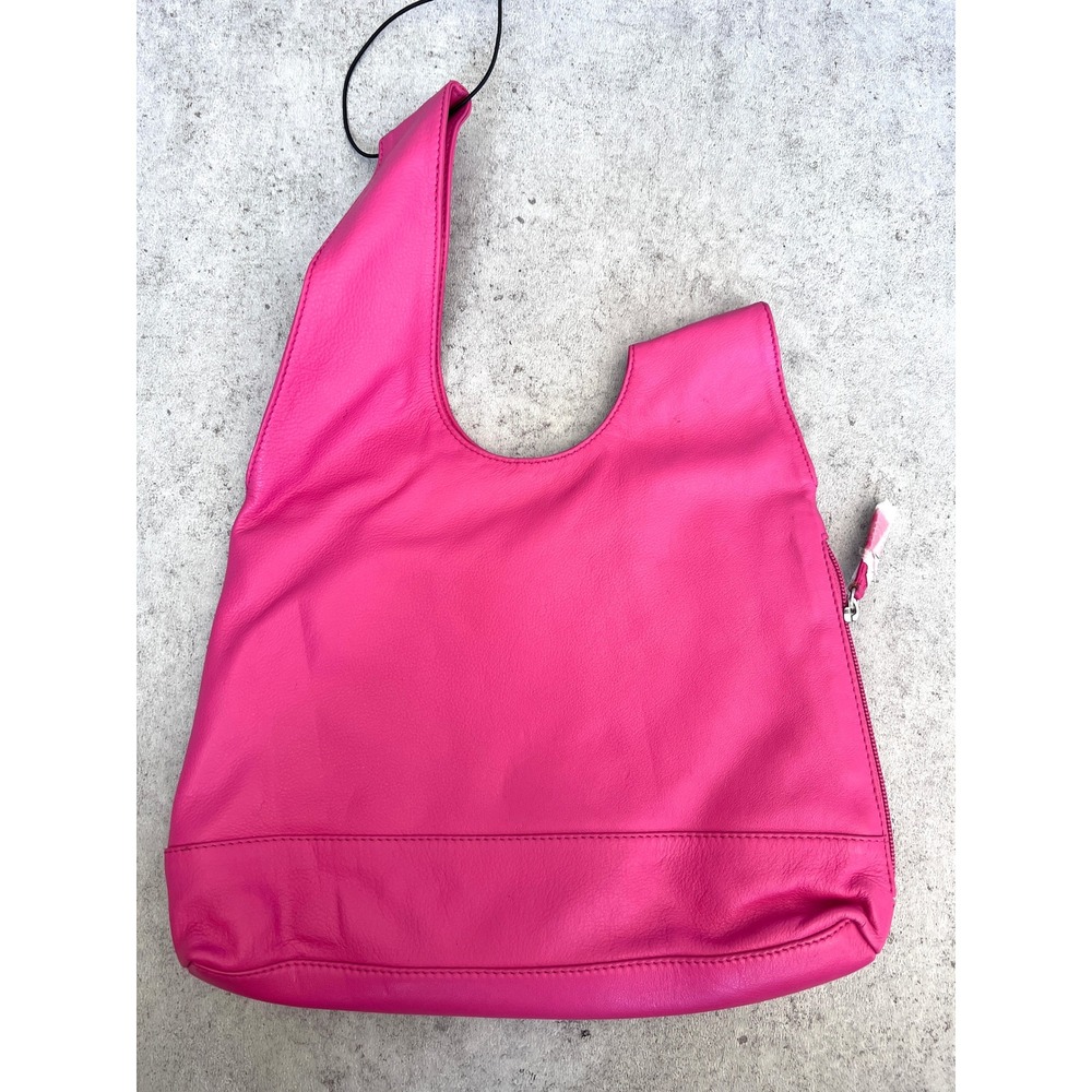 ILI New York Hobo Bag Pink Fuchsia Leather Leopard Wristlet Y2K New Travel Girly